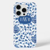 Classic Blauw & Wit Antiek Chinoiserie Monogram Case-Mate iPhone Case (Achterkant)