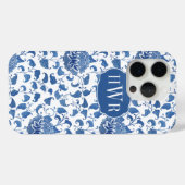 Classic Blauw & Wit Antiek Chinoiserie Monogram Case-Mate iPhone Case (Achterkant (horizontaal))