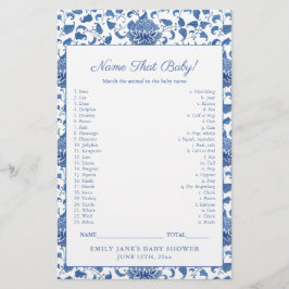 Classic Blauw Wit Baby Dier Game Kaart