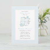 Classic Blocks en Carriage Baby shower Invites Kaart (Staand voorkant)