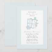 Classic Blocks en Carriage Baby shower Invites Kaart (Voorkant / Achterkant)