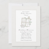 Classic Blocks en Carriage Baby shower Invites Kaart (Voorkant)