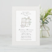 Classic Blocks en Carriage Baby shower Invites Kaart (Staand voorkant)