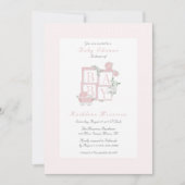 Classic Blocks en Carriage Baby shower Invites Kaart (Voorkant)