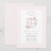 Classic Blocks en Carriage Baby shower Invites Kaart (Voorkant / Achterkant)