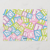 Classic Blocks Theme Simple First Birthday Invitat Kaart (Achterkant)