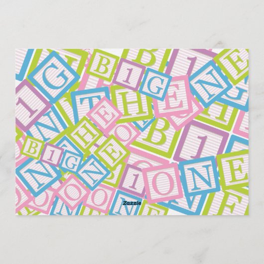 Classic Blocks Theme Simple First Birthday Invitat Kaart (Achterkant)