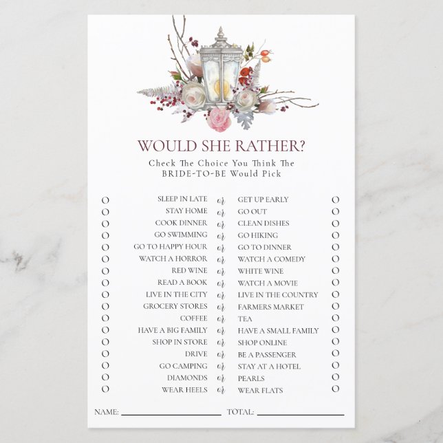 Classic Bloemen Rozen & Lantaarn Vrijgezellenfeest (Voorkant)