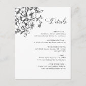 Classic Bloom Garden Black & White Wedding Details Informatiekaartje (Voorkant)