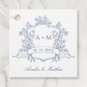 Classic Bloom Garden Dusty Blue Wedding Bedankt Bedankjes Labels (Voorkant)