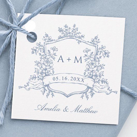 Classic Bloom Garden Dusty Blue Wedding Bedankt Bedankjes Labels