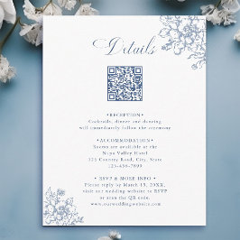 Classic Bloom Garden Dusty Blue Wedding Details Informatiekaartje