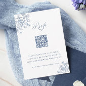 Classic Bloom Garden Dusty Blue Wedding QR Code RSVP Kaartje