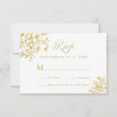 Classic Bloom Garden Gold Wedding RSVP Kaartje (Voorkant)