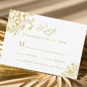 Classic Bloom Garden Gold Wedding RSVP Kaartje