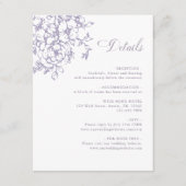 Classic Bloom Garden Lavender Wedding Details Informatiekaartje (Voorkant)