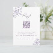 Classic Bloom Garden Lavender Wedding QR Code RSVP Kaartje (Staand voorkant)