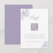Classic Bloom Garden Lavender Wedding QR Code RSVP Kaartje (Voorkant / Achterkant)