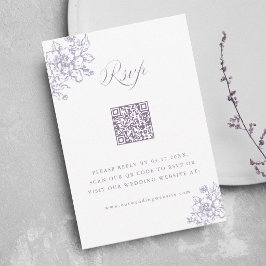 Classic Bloom Garden Lavender Wedding QR Code RSVP Kaartje