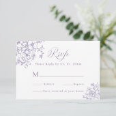 Classic Bloom Garden Lavender Wedding RSVP Kaartje (Staand voorkant)