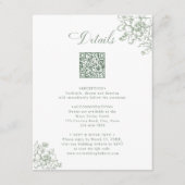 Classic Bloom Garden Sage Green Wedding Details Informatiekaartje (Voorkant)