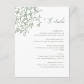 Classic Bloom Garden Sage Green Wedding Details Informatiekaartje (Voorkant)