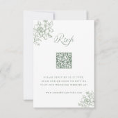 Classic Bloom Garden Sage Green Wedding QR Code RSVP Kaartje (Voorkant)