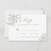 Classic Bloom Garden Sage Green Wedding RSVP Kaartje (Voorkant)