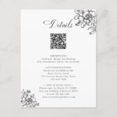 Classic Bloom Garden Zwart & Wit Trouwdetails Informatiekaartje (Voorkant)