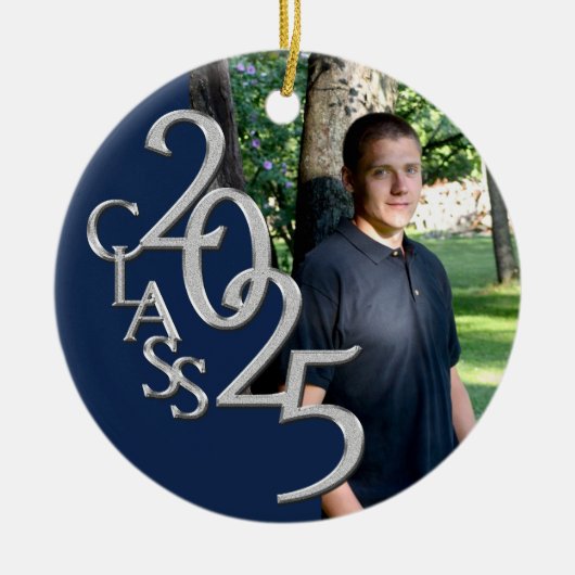 Classic Blue 2025 Afstuderen Foto Keramisch Ornament (Voorkant)