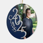 Classic Blue 2025 Afstuderen Foto Keramisch Ornament (Links)