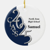 Classic Blue 2025 Afstuderen Foto Keramisch Ornament (Achterkant)