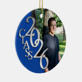 Classic Blue 2026 Graduate Photo Keramisch Ornament (Rechts)