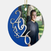 Classic Blue 2026 Graduate Photo Keramisch Ornament (Links)
