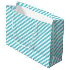 Classic blue and white diagonal stripes groot cadeauzakje