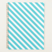 Classic blue and white diagonal stripes planner (Voorkant)