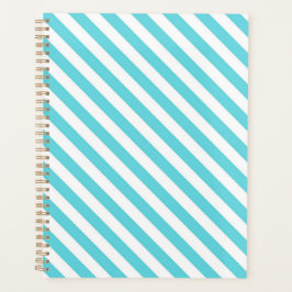 Classic blue and white diagonal stripes planner