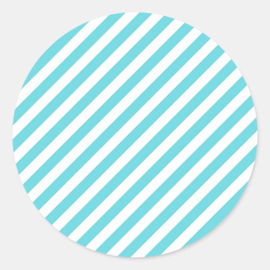 Classic blue and white diagonal stripes ronde sticker (Voorkant)
