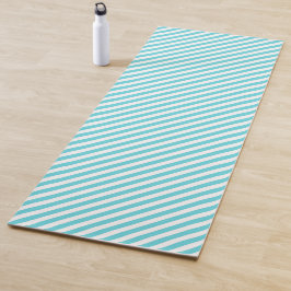 Classic blue and white diagonal stripes yogamat