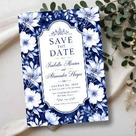 Classic Blue and White Flotal Botanical Acryl Uitnodigingen