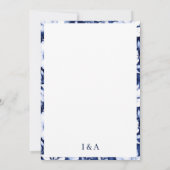 Classic Blue and White Flotal Botanical Save The Date (Achterkant)