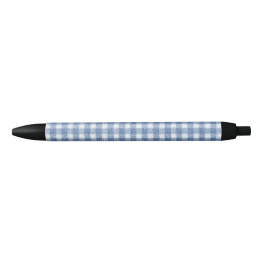 Classic Blue and White Gingham Check  Zwarte Inkt Pen (Voorkant)