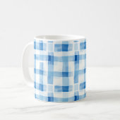 Classic Blue and White Gingham Checkered Pattern Koffiemok (Voorkant links)