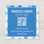 Classic Blue and White Gingham Checkered , QR Code Vierkante Visitekaartje (Achterkant)