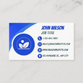 Classic Blue and White Modern Business Card Visitekaartje (Voorkant)