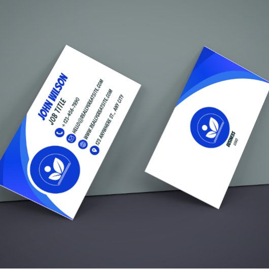 Classic Blue and White Modern Business Card Visitekaartje