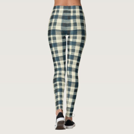 Classic Blue and White Plaid Leggings (Achterkant)