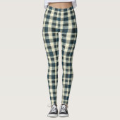 Classic Blue and White Plaid Leggings (Voorkant)