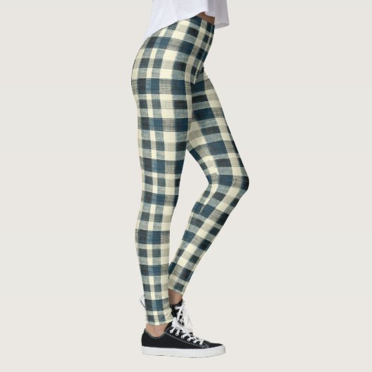 Classic Blue and White Plaid Leggings (Rechts)