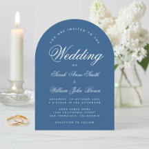 Classic Blue Arch Eenvoudig Elegant Script Wedding